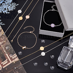 12Pcs 3 Color Blank Dome Flat Round Glass Link Bracelets Set&nbsp;BJEW-AB00003