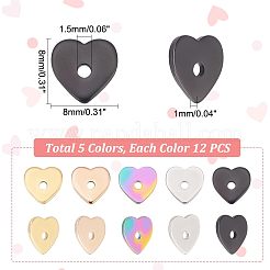 60Pcs 5 Colors 304 Stainless Steel Beads&nbsp;STAS-UN0039-53