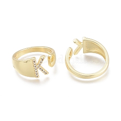 Brass Micro Pave Clear Cubic Zirconia Cuff Rings&nbsp;X-RJEW-F103-13K-G