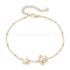 Summer Beach 304 Stainless Steel Turtle Starfish Link Chain Anklets for Women&nbsp;AJEW-AN00789