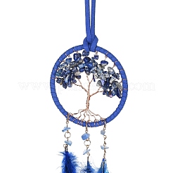 Iron Woven Web/Net with Feather Pendant Decorations&nbsp;AJEW-P097-09