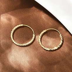 Brass Textured Hoop Earrings&nbsp;EJEW-F378-03C-G