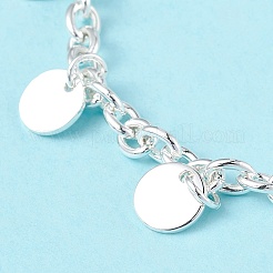 304 Stainless Steel Flat Round Charm Bracelets with Cable Chains for Women&nbsp;BJEW-G669-25S