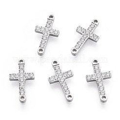316 Surgical Stainless Steel Clear Cubic Zirconia Connector Charms&nbsp;STAS-ZX042-22S