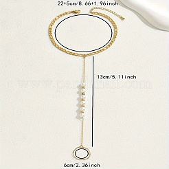 201 Stainless Steel & Round Plastic Imitation Pearl Toe Ring Anklets for Beach&nbsp;NV4533