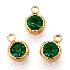 PVD Vacuum Plating 201 Stainless Steel Rhinestone Charms&nbsp;STAS-S068-03G
