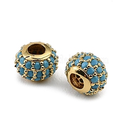 Brass Micro Pave Steel Blue Cubic Zirconia Beads&nbsp;CU-CBAF17A-19G