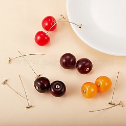 4Pair 4 Colors Lifelike Cherry Dangle Stud Earrings&nbsp;EJEW-SZ0001-54