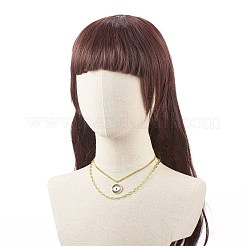 2Pcs 2 Style Clear Cubic Zirconia Horse Eye Pendant Necklace Set&nbsp;NJEW-JN04044