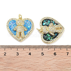 Brass Micro Pave Clear Cubic Zirconia Pendants&nbsp;KK-L213-005G