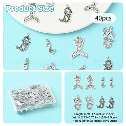 40Pcs 4 Styles Tibetan Style Alloy Pendants&nbsp;TIBEP-YW0002-03