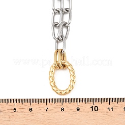 Two Tone 304 Stainless Steel Twisted Oval Pendant Cable Chain Necklaces for Women&nbsp;NJEW-T020-02B-GP