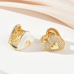 Brass Micro Pave Cubic Zirconia Hoop Earrings&nbsp;KK-CBA98BA-08G-D