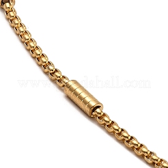 PVD Vacuum Plating 304 Stainless Steel Column Beaded Link Chain Necklace&nbsp;NJEW-K254-05G