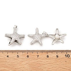 Starfish Brass Micro Pave Clear Cubic Zirconia Pendants&nbsp;KK-G533-27P