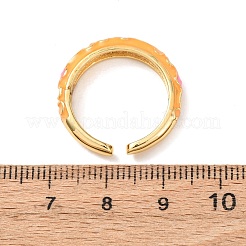 Brass Enamel Cuff Open Rings&nbsp;RJEW-P183-05G-M