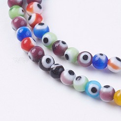 Handmade Evil Eye Lampwork Beads Strands&nbsp;LAMP-J089-B01