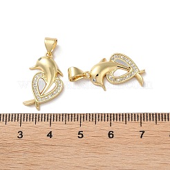 Brass Micro Pave Clear Cubic Zirconia Pendants&nbsp;KK-B083-30G