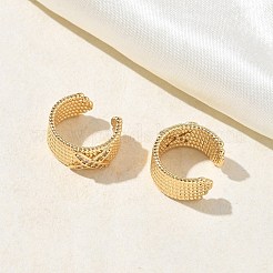 C-Shaped with Letter X Brass Micro Pave Clear Cubic Zirconia Cuff Earrings&nbsp;EJEW-L316-01G-11