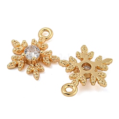 Flower Brass Micro Pave Cubic Zirconia Pendants&nbsp;X-KK-N254-102G-01