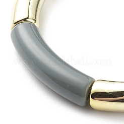 Acrylic Curved Tube Beaded Stretch Bracelet for Women&nbsp;BJEW-JB08439-04