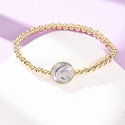Brass Round Beads Stretch Bracelets for Women&nbsp;BJEW-H640-03B-GP