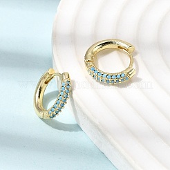 Brass Micro Pave Cubic Zirconia Hoop Earrings&nbsp;EJEW-K324-06G