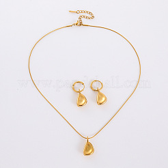 Teardrop 304 Stainless Steel Hoop Earrings & Pendant Necklaces Sets&nbsp;JV5633-3