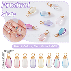 64Pcs 8 Colors Copper Wire Wrapped  Handmade Lampwork Charms&nbsp;PALLOY-GA00002