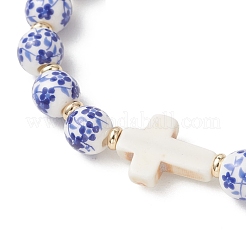 Handmade Porcelain & Synthetic Turquoise Beaded Bracelets&nbsp;BJEW-JB13571