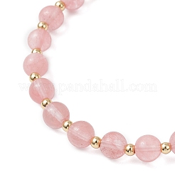 Synthetic Cherry Quartz Glass Round Beaded Stretch Bracelets for Men Women&nbsp;BJEW-JB12386-01