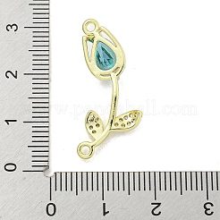 Rack Plating Brass Micro Pave Clear Cubic Zirconia Flower Connertor Charms&nbsp;KK-Z043-03E