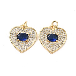 Heart Brass Micro Pave Cubic Zirconia Pendants&nbsp;KK-G435-01G-06