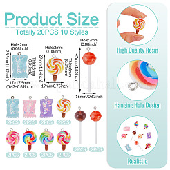 20Pcs 10 Styles Transparent & Opaque Resin Pendants&nbsp;RESI-TA0005-45