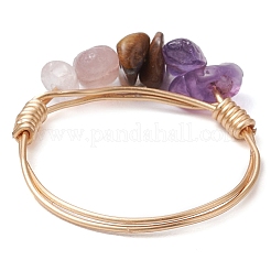 Natural Gemstone Chips Finger Rings&nbsp;RJEW-JR00800