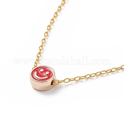 5Pcs 5 Colors Alloy Enamel Smiling Face Pendant Necklaces Set with 304 Stainless Steel Chains for Women&nbsp;NJEW-JN03995