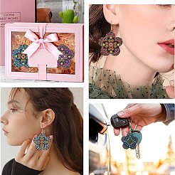 30Pcs 5 Colors Printed Natural Basswood Pendants&nbsp;WOOD-CJ0001-86