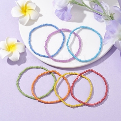 7 PCS Rainbow Style Glass Seed Beads Bracelets for Women&nbsp;BJEW-JB10067