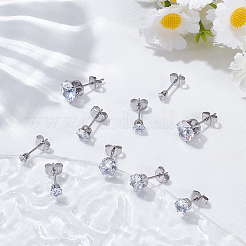 10 Pairs 5 Styles Clear Cubic Zirconia Stud Earrings&nbsp;EJEW-SC0002-29