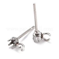 Non-Tarnish 304 Stainless Steel Stud Earring Settings&nbsp;STAS-B004-02P-A