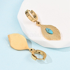 304 Stainless Steel Feather Hoop Earrings&nbsp;EJEW-F393-16G
