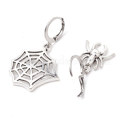 Halloween Spider Web & Spider Tibetan Style Alloy Dangle Earrings&nbsp;EJEW-JE05852-1