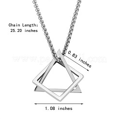 304 Stainless Steel Triangle & Rhombus Pendant Necklace with Box Chains&nbsp;JN1045C