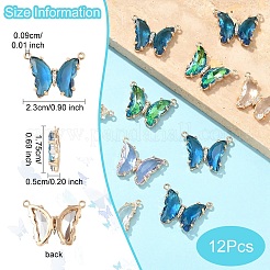 12Pcs Brass Pave Faceted Glass Connector Charms&nbsp;FIND-YW0007-51