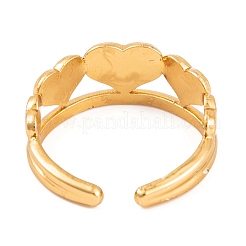 PVD Vacuum Plating 304 Stainless Steel Heart Cuff Rings for Women&nbsp;RJEW-G316-03G
