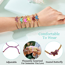 6Pcs 6 Colors Alloy Enamel Link Bracelets&nbsp;BJEW-TAC0043