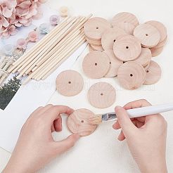 26 Sets Chinese Cherry Wood Unfinshed Wheel & Stick&nbsp;DIY-OC0004-16