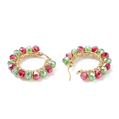 Bling Glass Braided Big Hoop Earrings&nbsp;EJEW-TA00087