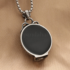 Punk Style 316L Surgical Stainless Steel Gothic Skull Magic Mirror Female Pendant Pendant Box Chain Necklaces for Men&nbsp;WG8DFA6-01
