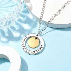 304 Stainless Steel and Alloy Round With Word Forever In My Heart Pendant Necklace&nbsp;NJEW-JN04697-02